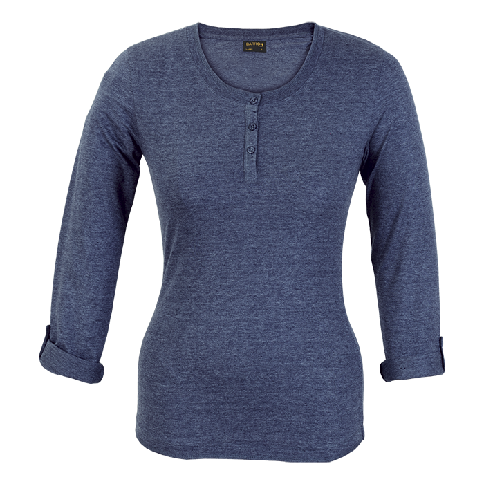 Ladies 145g Henley Long Sleeve T-Shirt