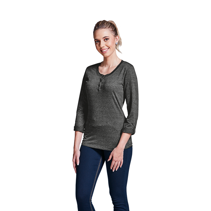 Ladies 145g Henley Long Sleeve T-Shirt