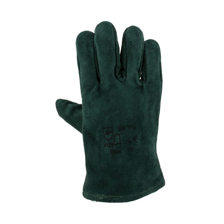 Green Lined Welders Glove elbow