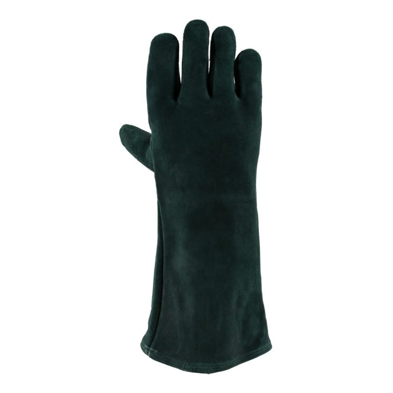Green Lined Welders Glove elbow