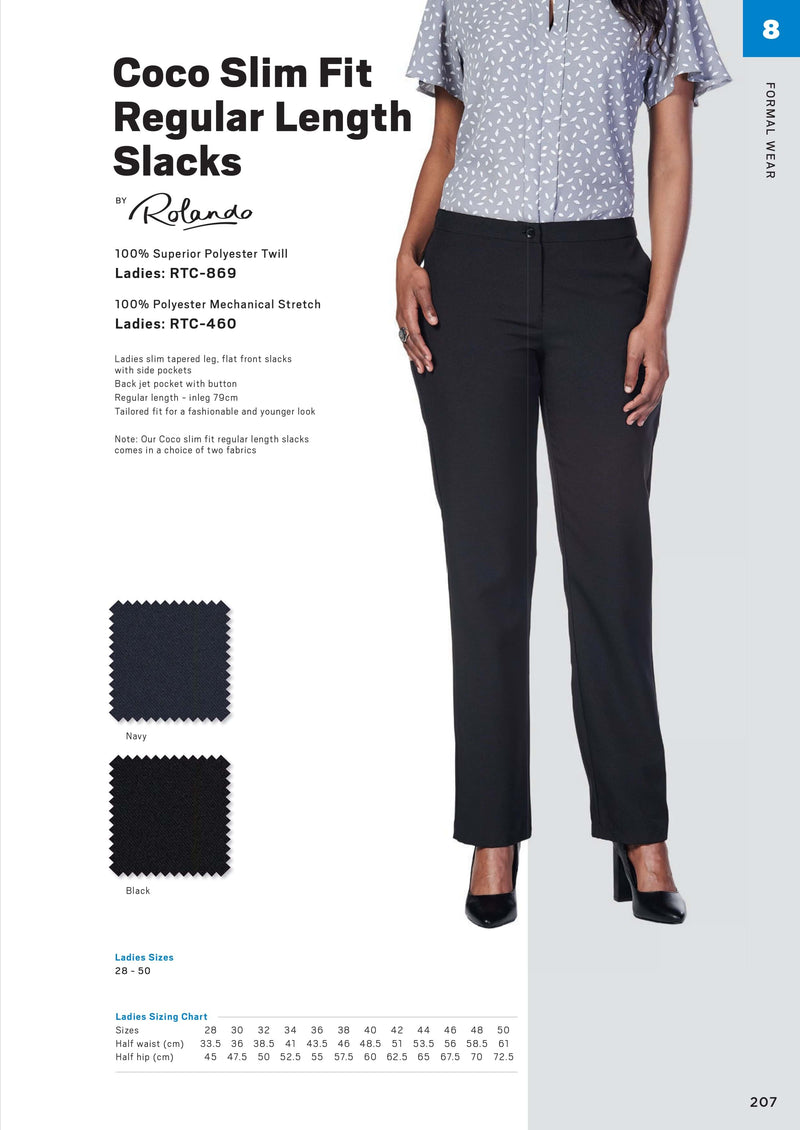 Coco Slim Fit Regular Length Slacks - 79Cm Inleg
